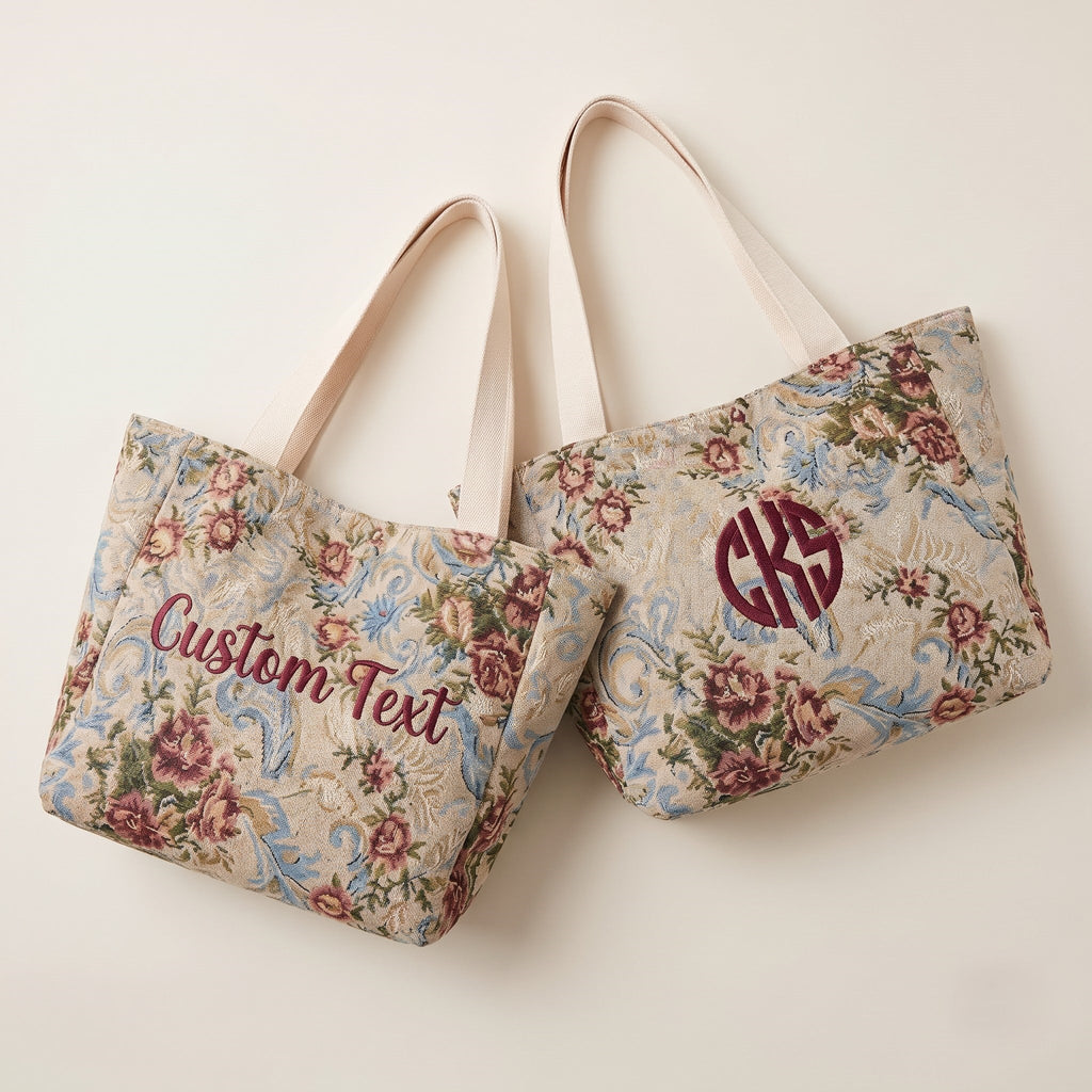 Embroidered Tapestry Floral Tote Bag