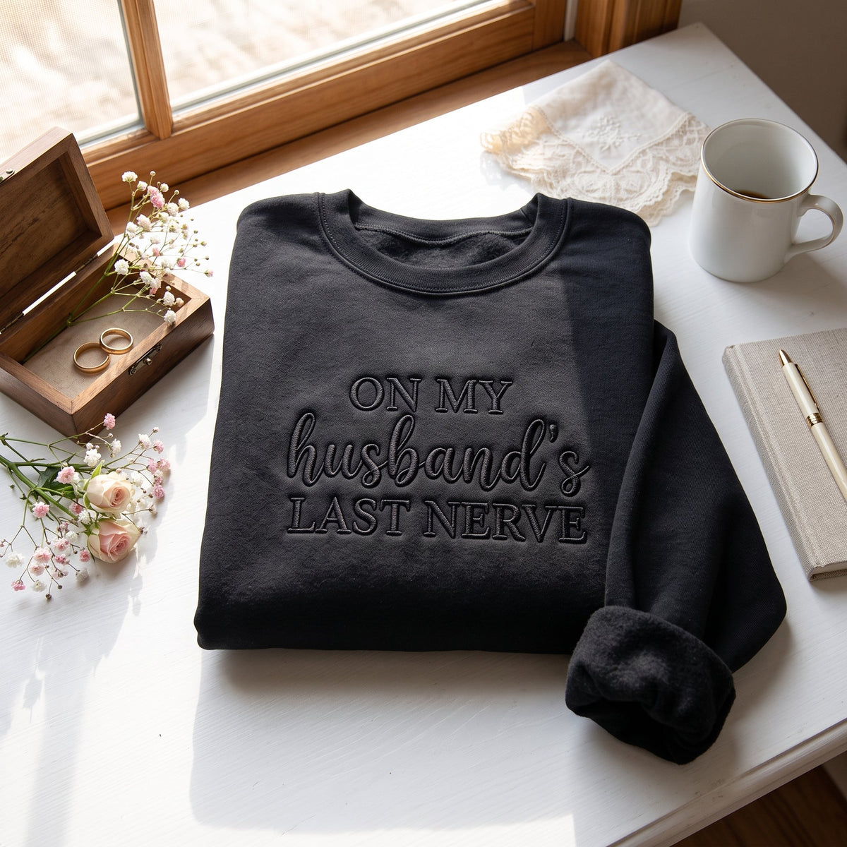 On My Husband's Last Nerve Embroidered Shirt