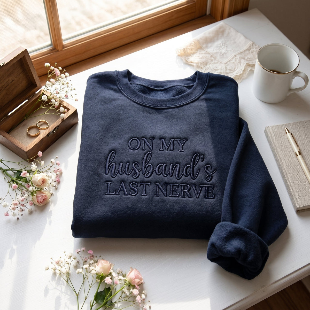 On My Husband's Last Nerve Embroidered Shirt