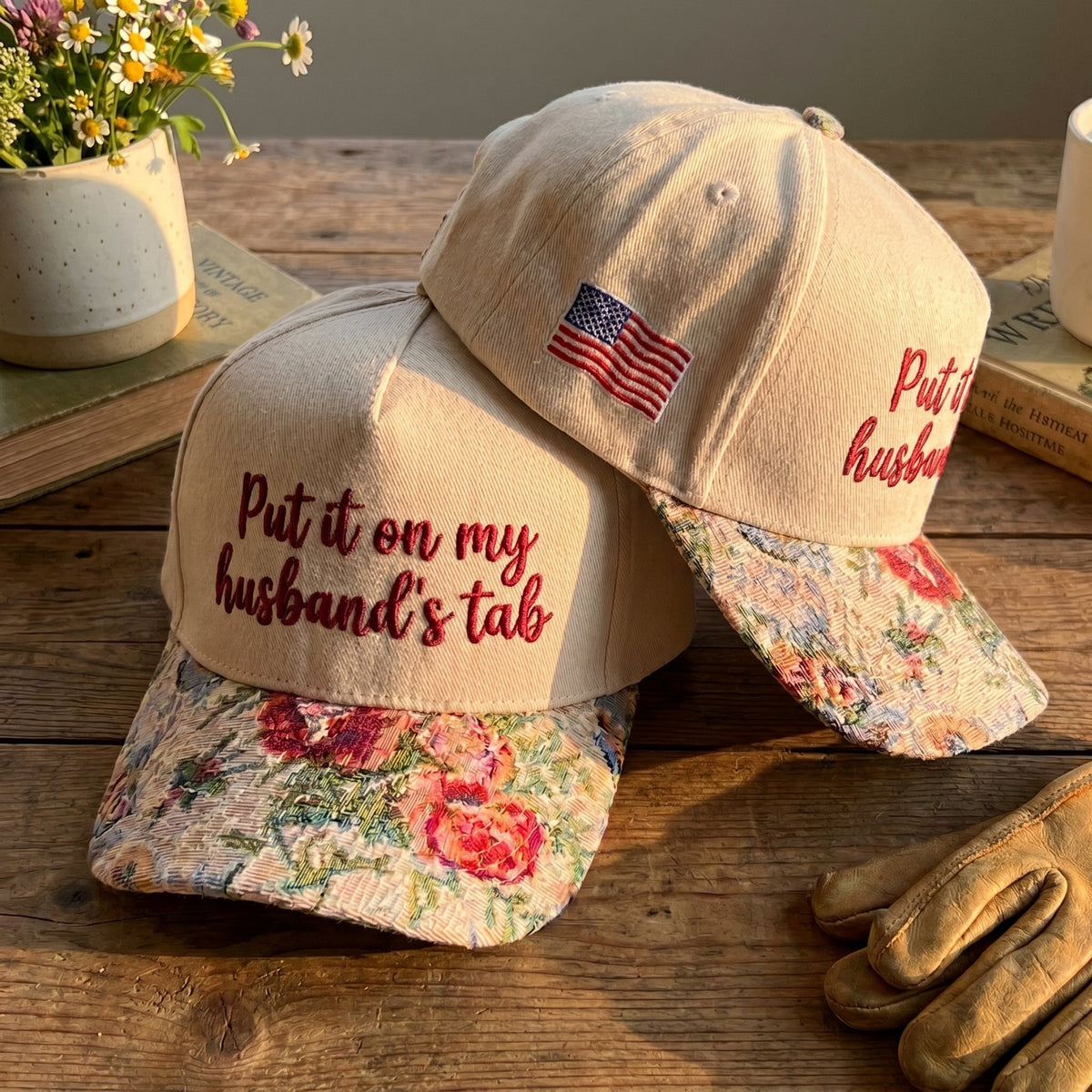 My Husband's Tab FLoral Hat