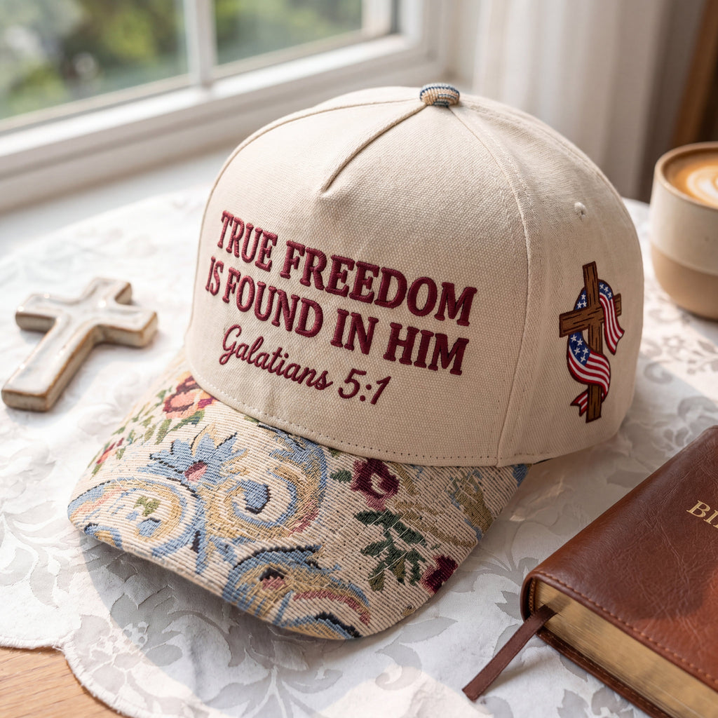 True Freedom Is Found In Him FLoral Hat