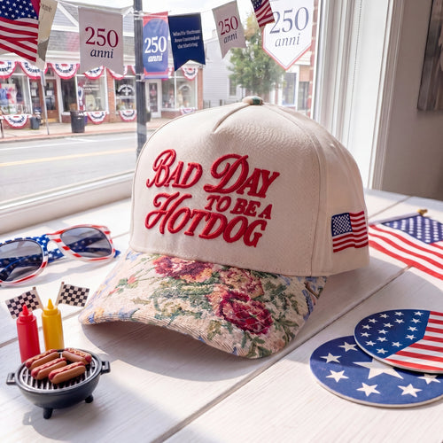 Bad Day To Be A Hot Dog FLoral Hat