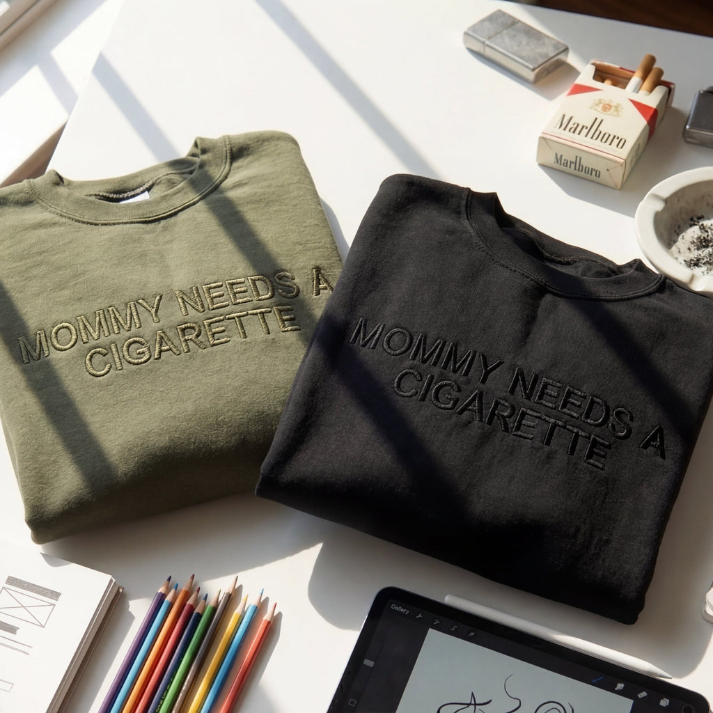 Mommy Needs A Cigarette Embroidered Shirt