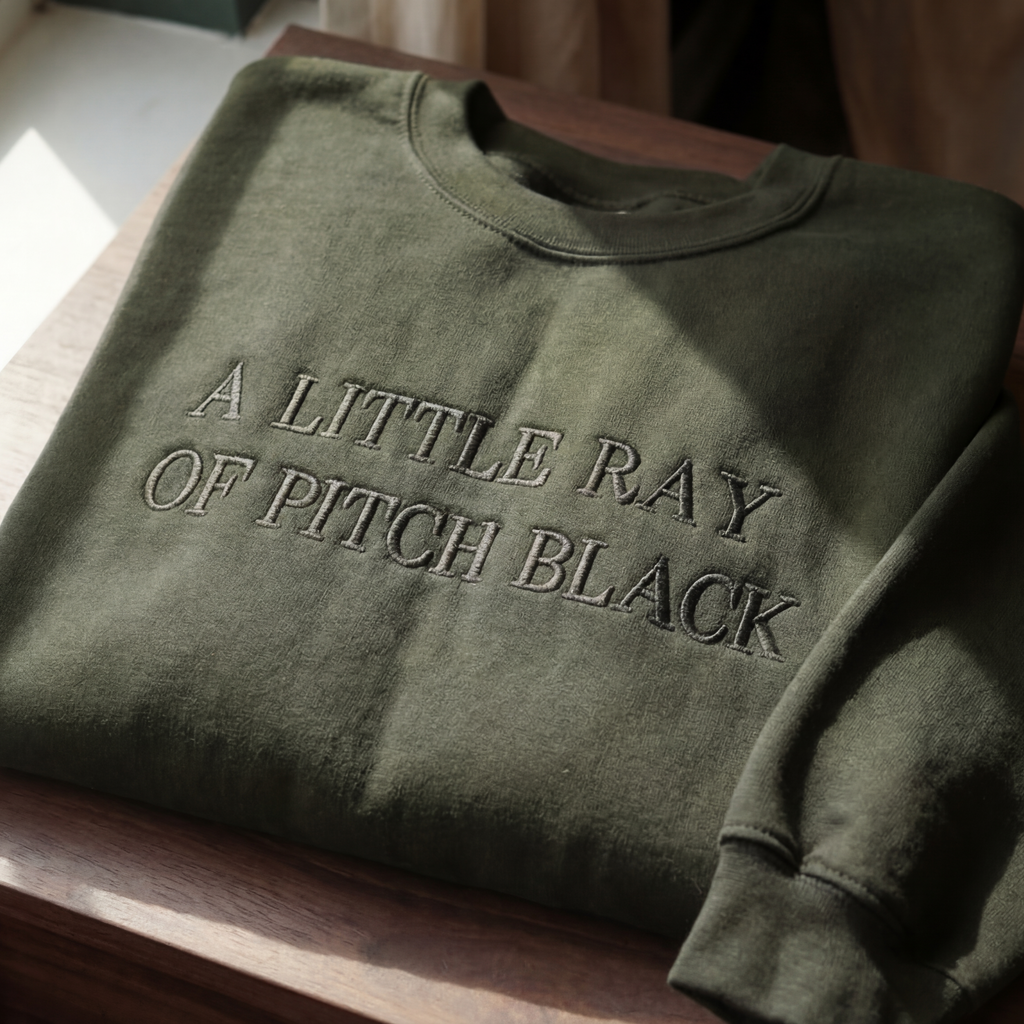 A Little Ray Of Pitch Black Embroidered Shirt