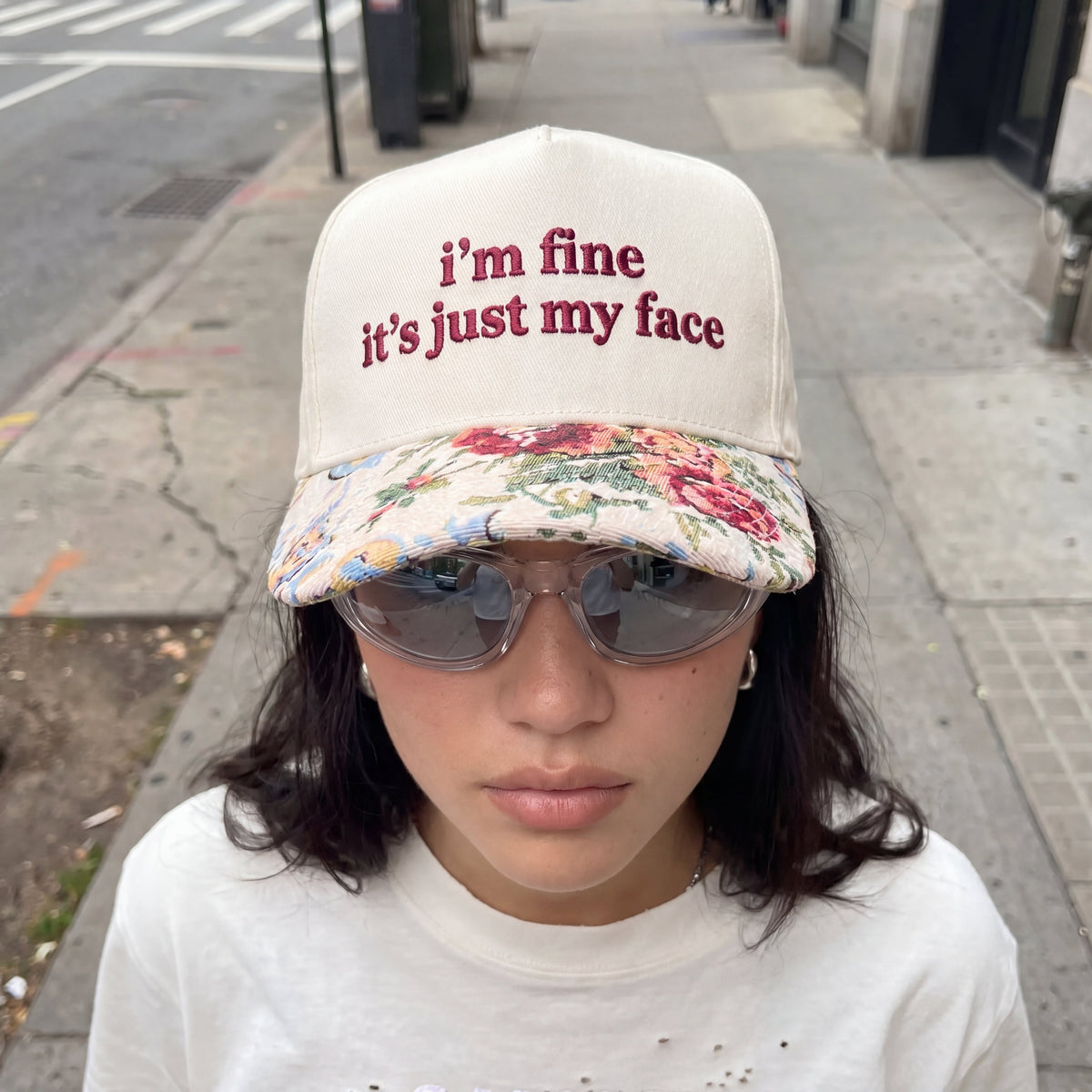 I'm Fine It's Just My Face FLoral Hat