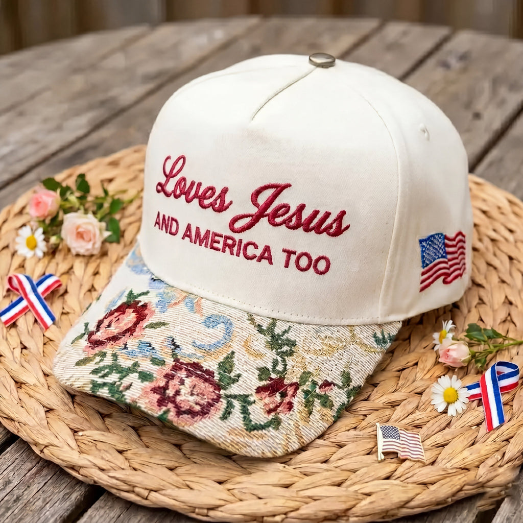 Love Jesus And America Too FLoral Hat