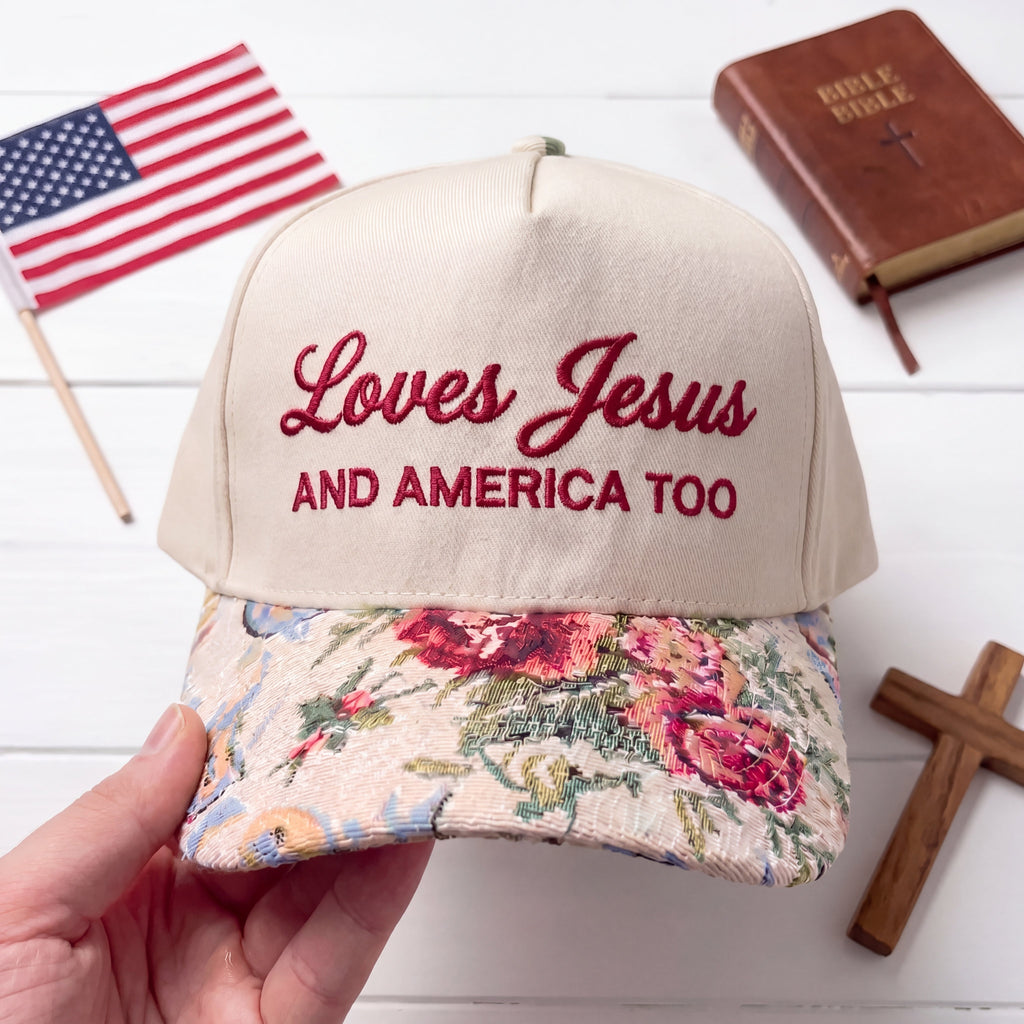 Love Jesus And America Too FLoral Hat