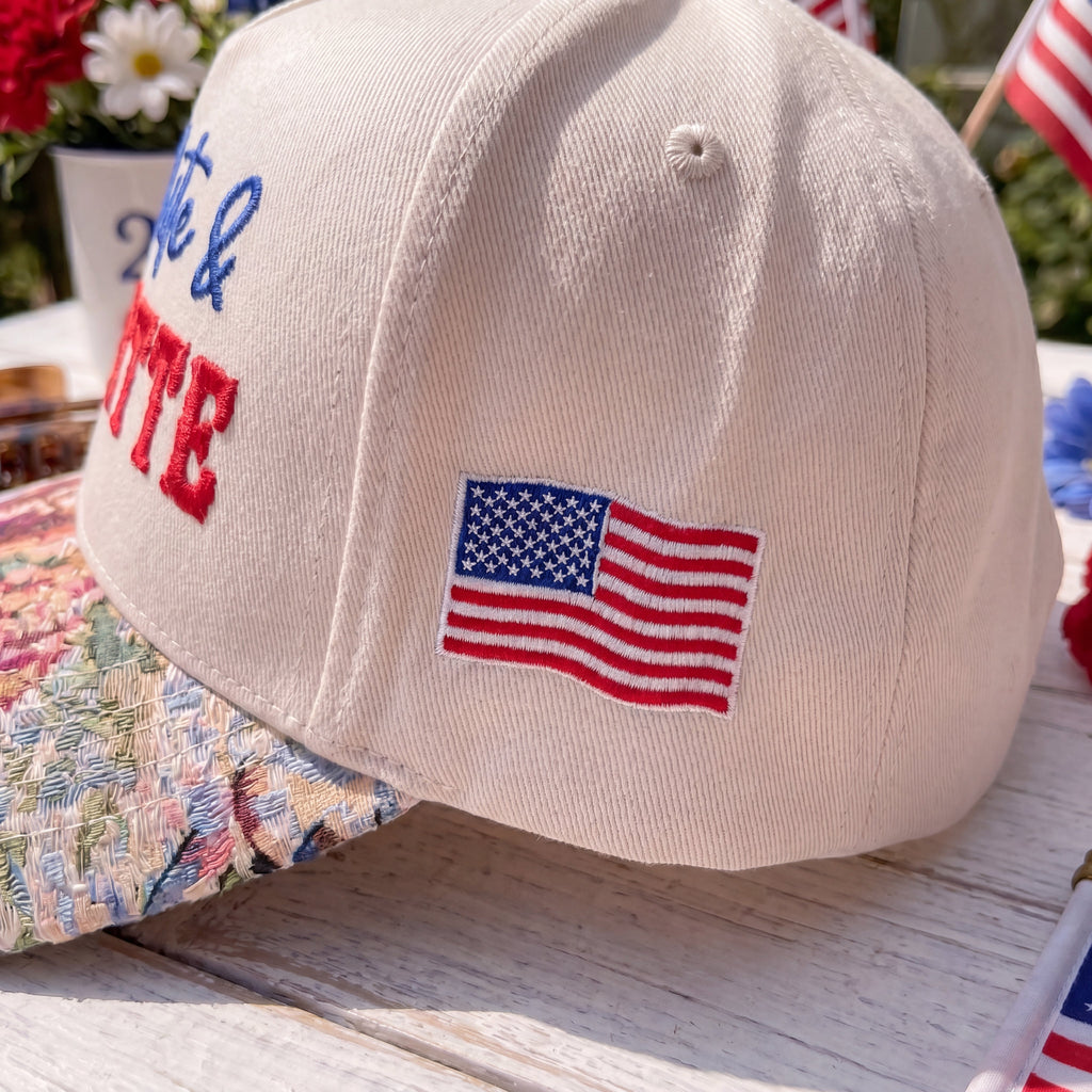 Red, White And Brunette FLoral Hat