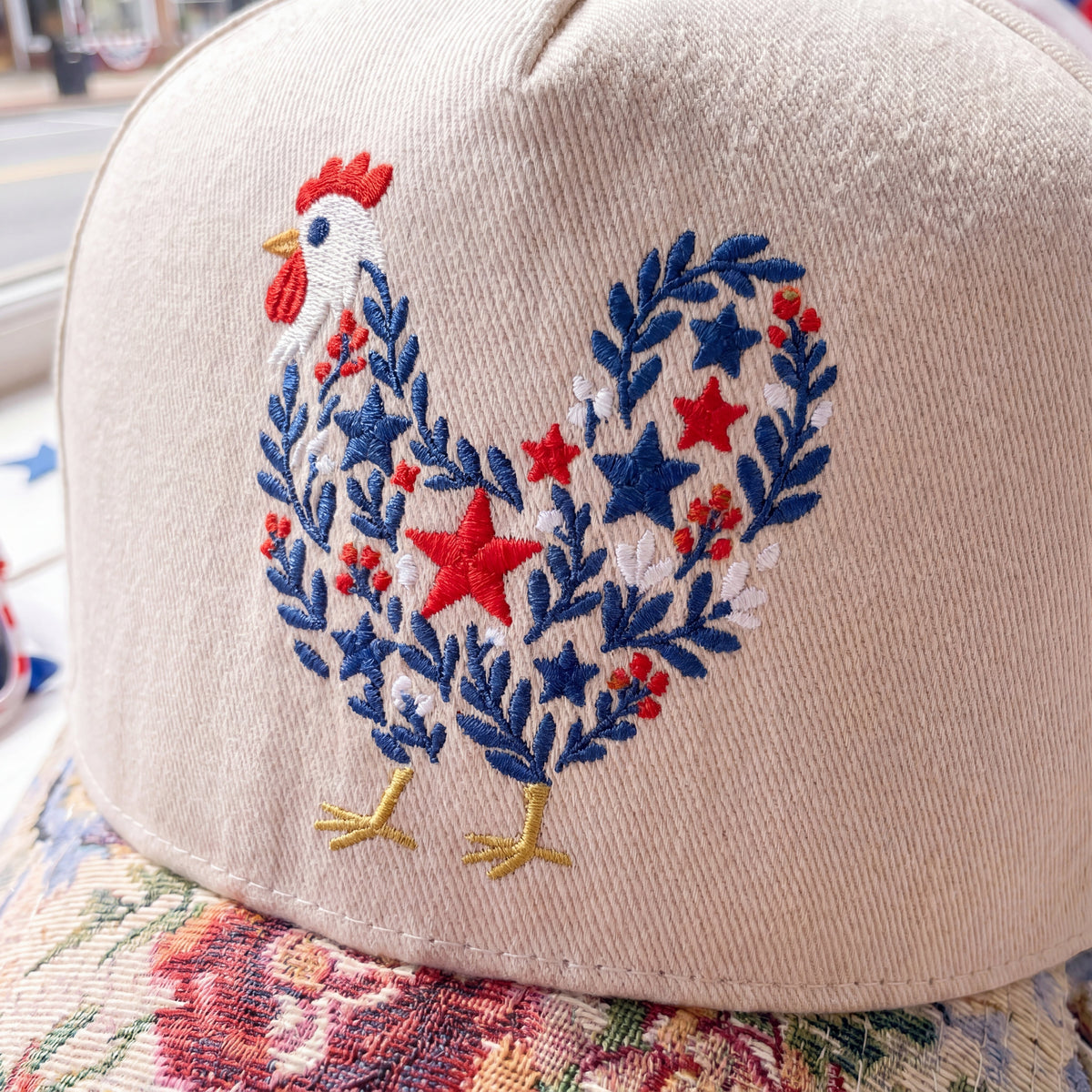 Chicken 4th of July FLoral Hat