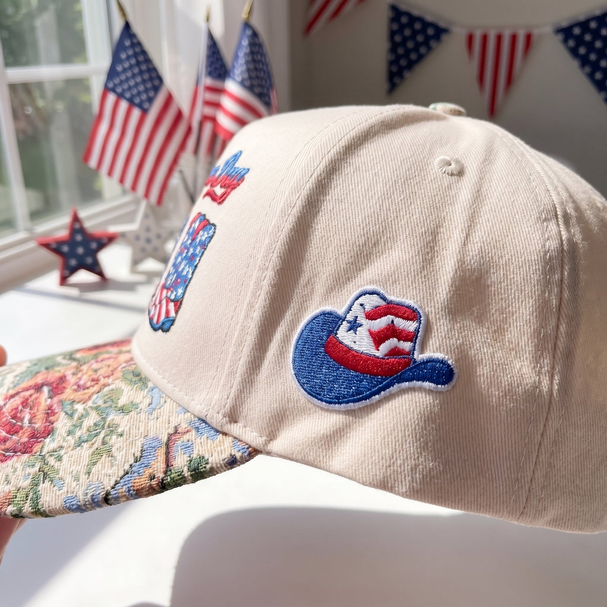 Cowboy Boots Patriotic FLoral Hat