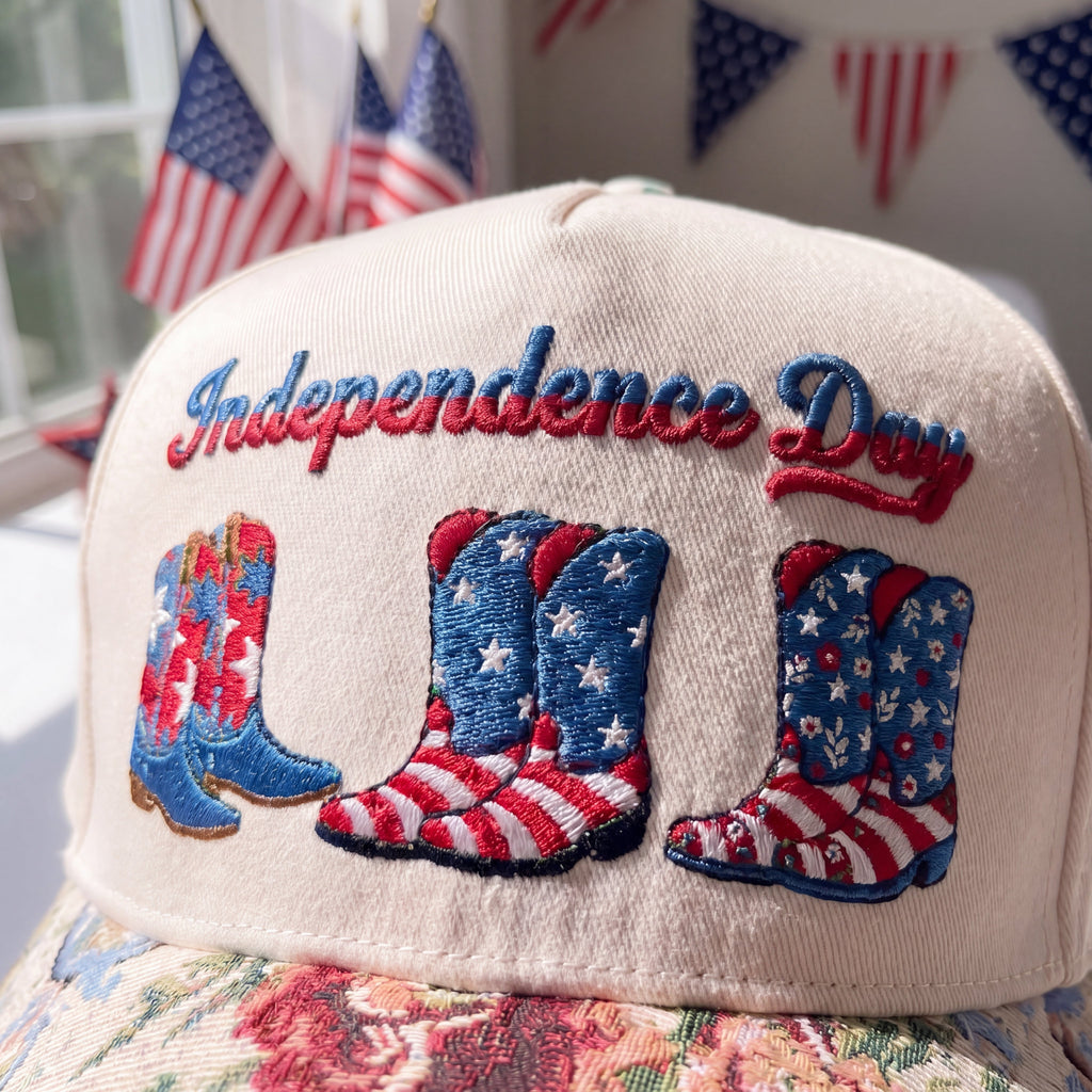 Cowboy Boots Patriotic FLoral Hat