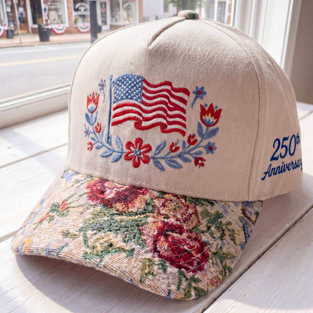 Summer Flower USA Flag FLoral Hat