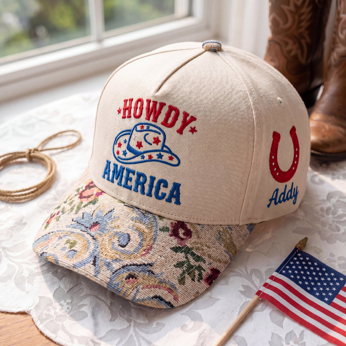 Howdy America Floral Hat
