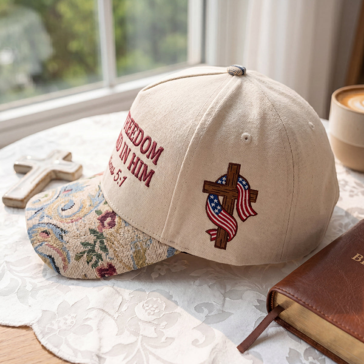 True Freedom Is Found In Him FLoral Hat