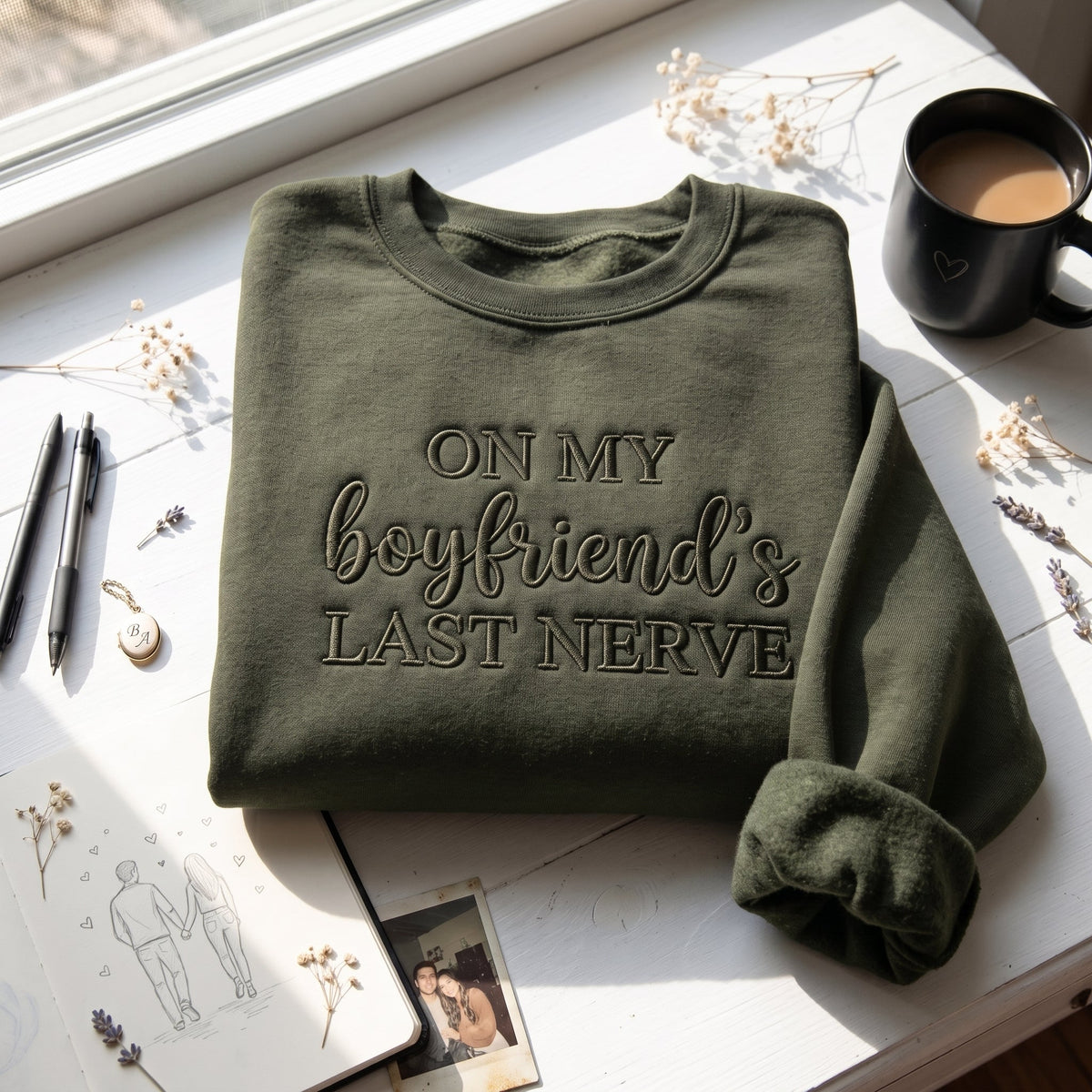 On My Boyfriend's Last Nerve Embroidered Shirt