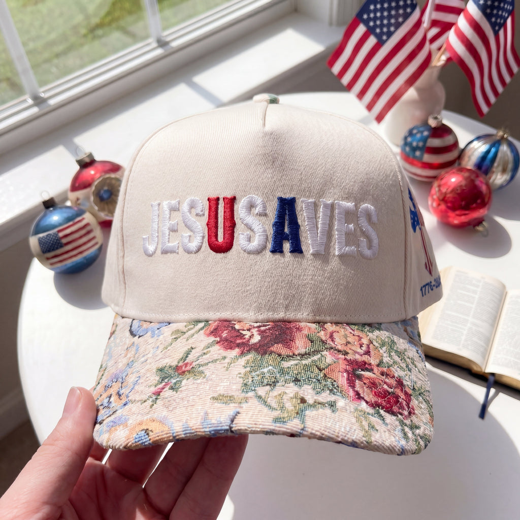 Jesus Save USA FLoral Hat