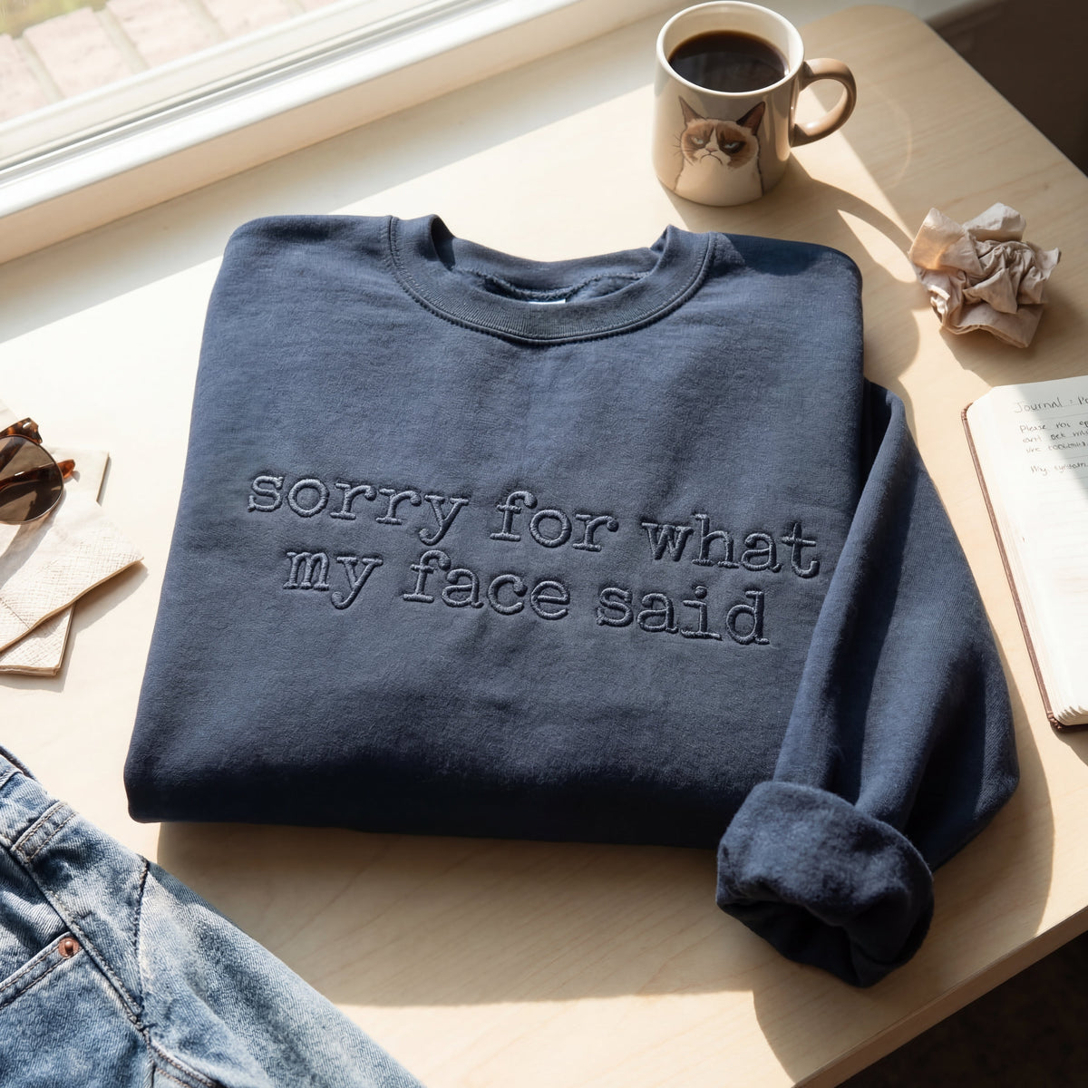Sorry For What My Face Said Embroidered Shirt