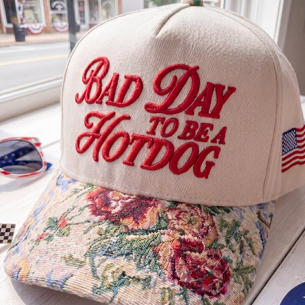Bad Day To Be A Hot Dog FLoral Hat