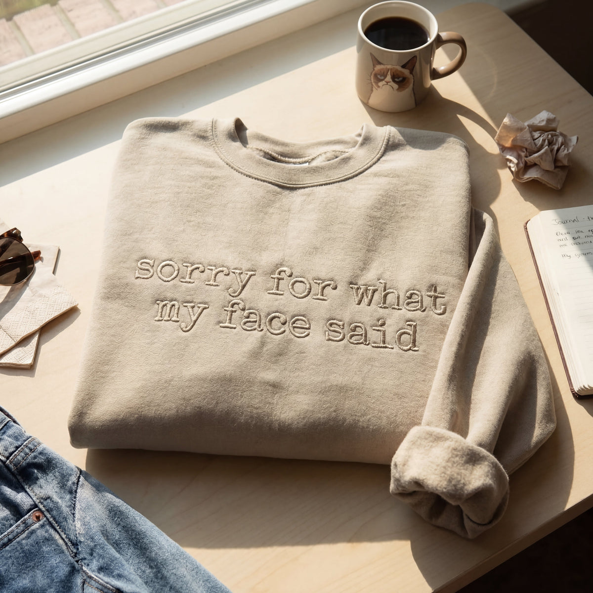 Sorry For What My Face Said Embroidered Shirt
