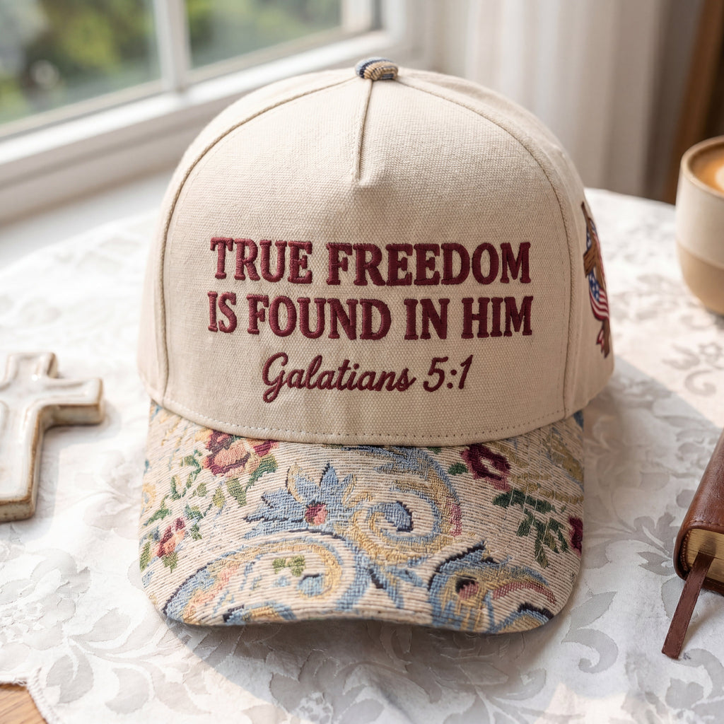 True Freedom Is Found In Him FLoral Hat