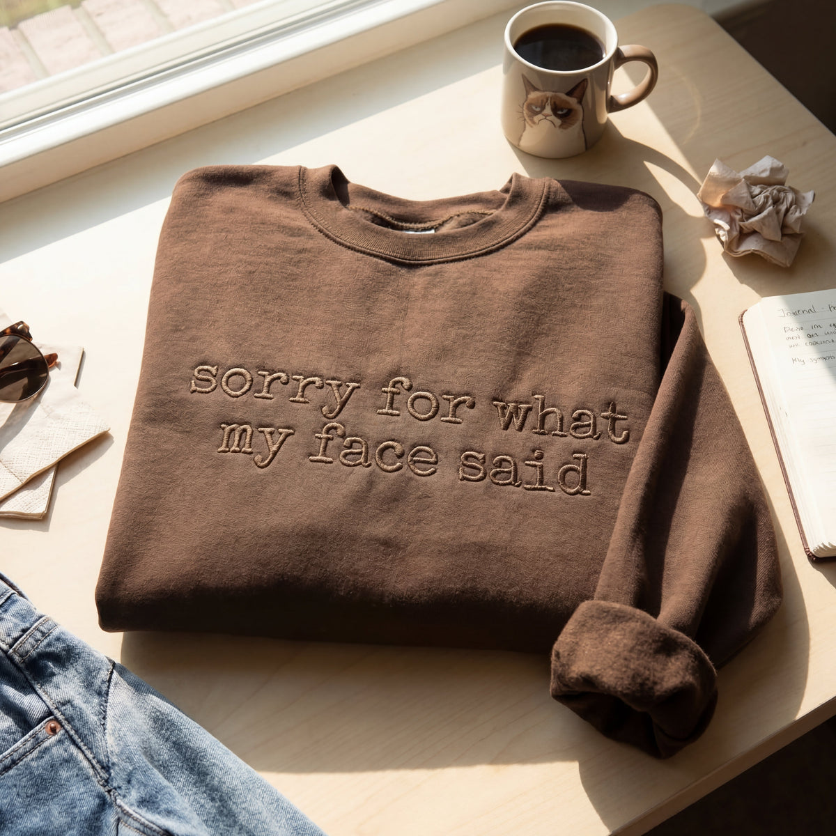 Sorry For What My Face Said Embroidered Shirt