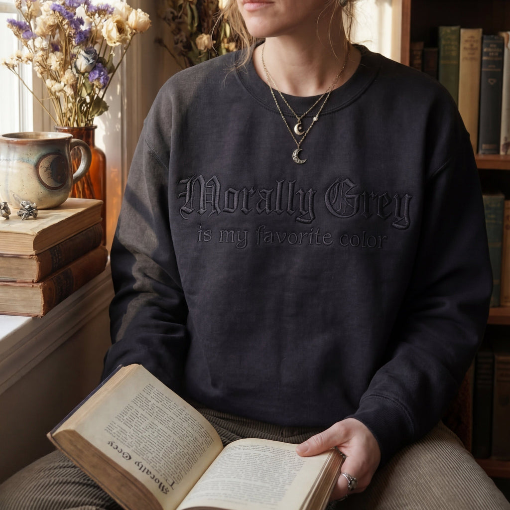 Morally Grey Is My Favorite Color Embroidered Shirt