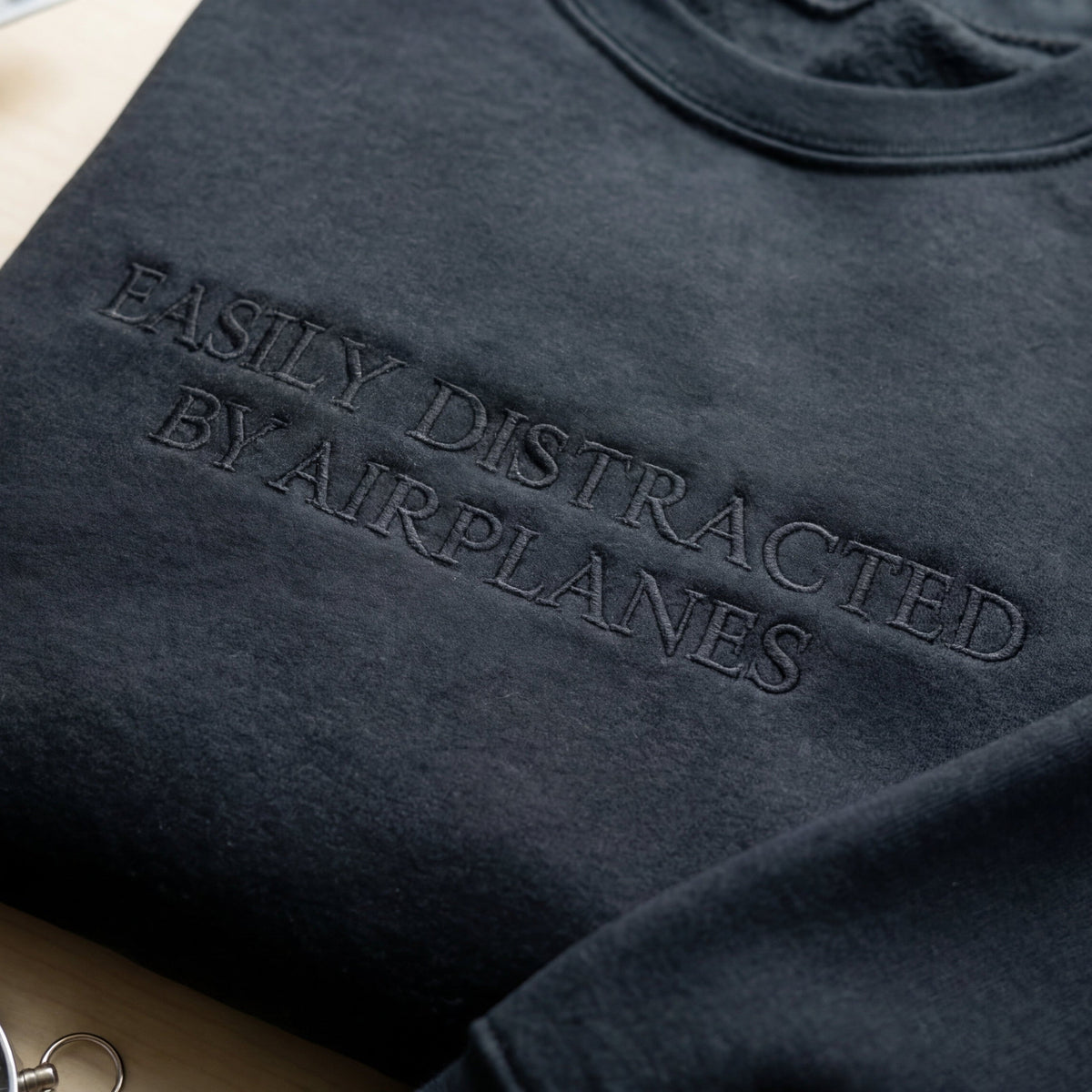 Easily Distrcted By Airplanes Embroidered Shirt