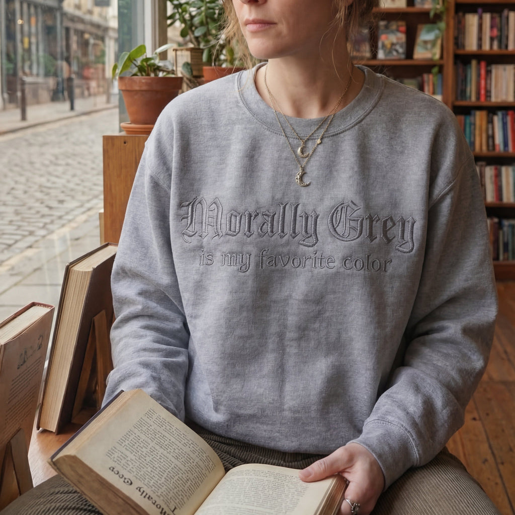 Morally Grey Is My Favorite Color Embroidered Shirt