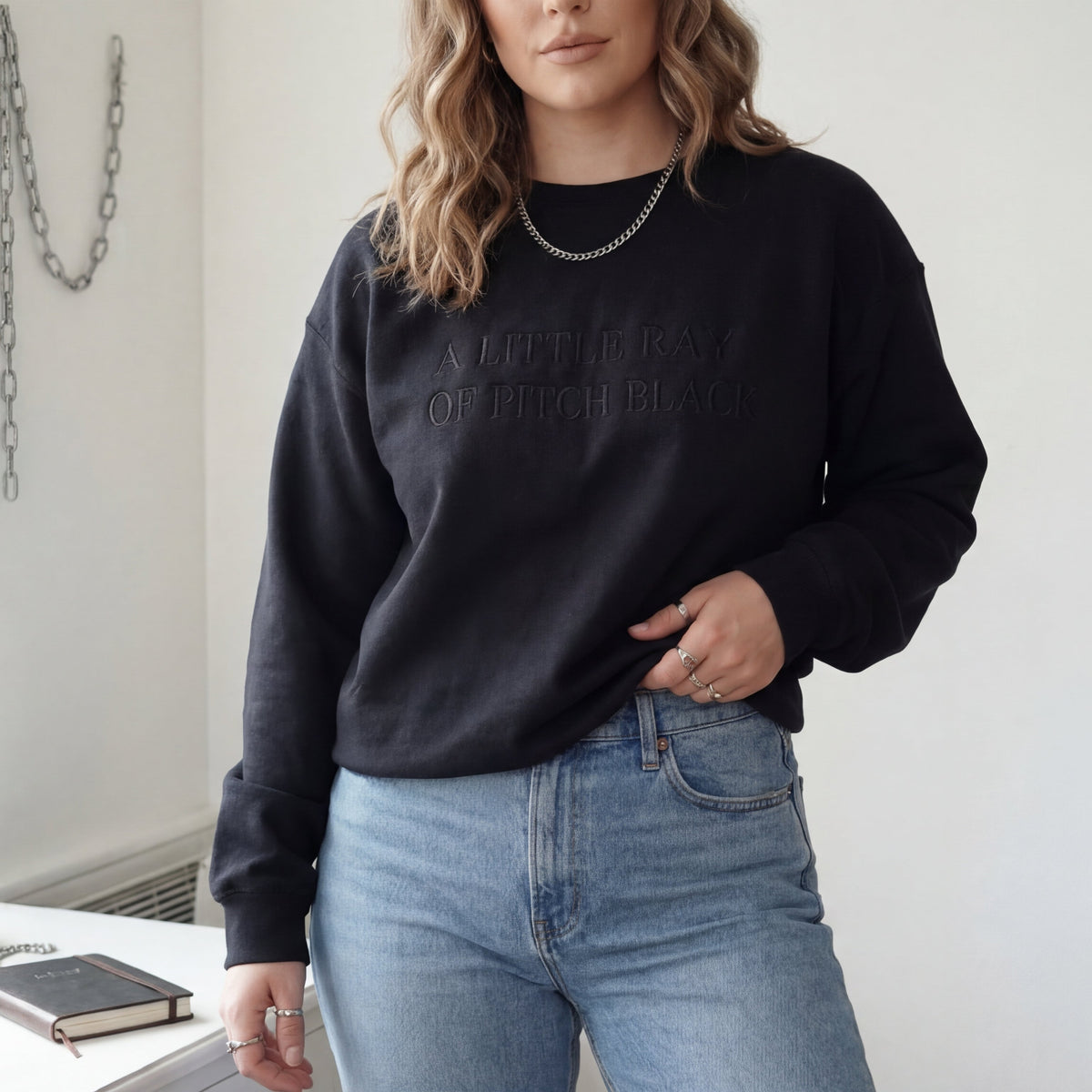 A Little Ray Of Pitch Black Embroidered Shirt