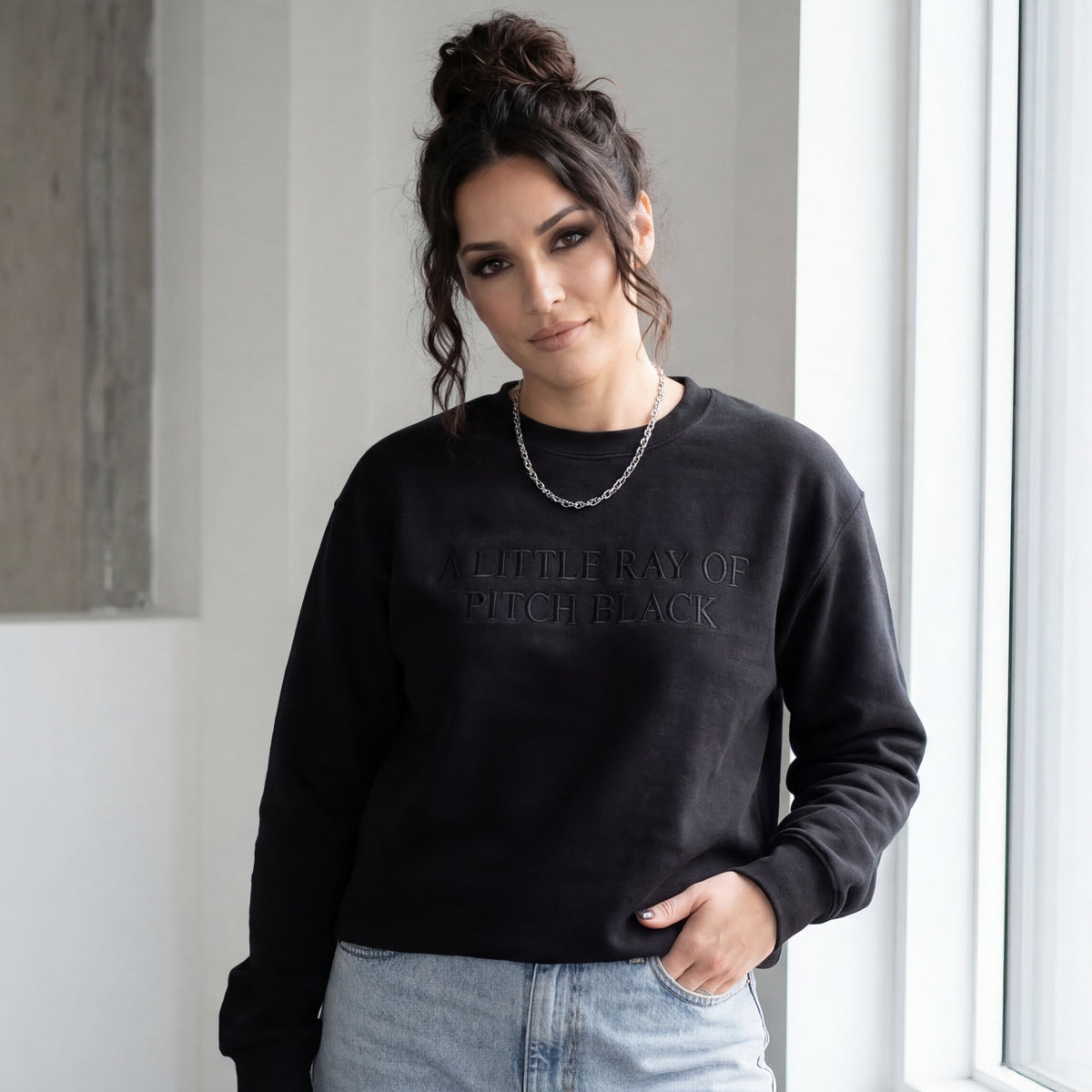A Little Ray Of Pitch Black Embroidered Shirt