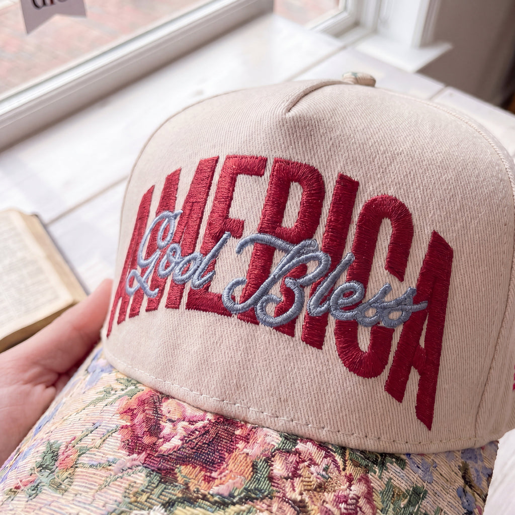 Jesus Bless America FLoral Hat