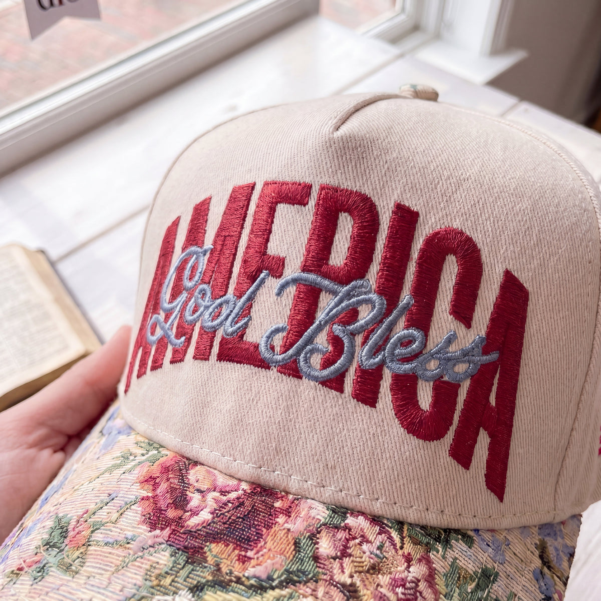 Jesus Bless America FLoral Hat