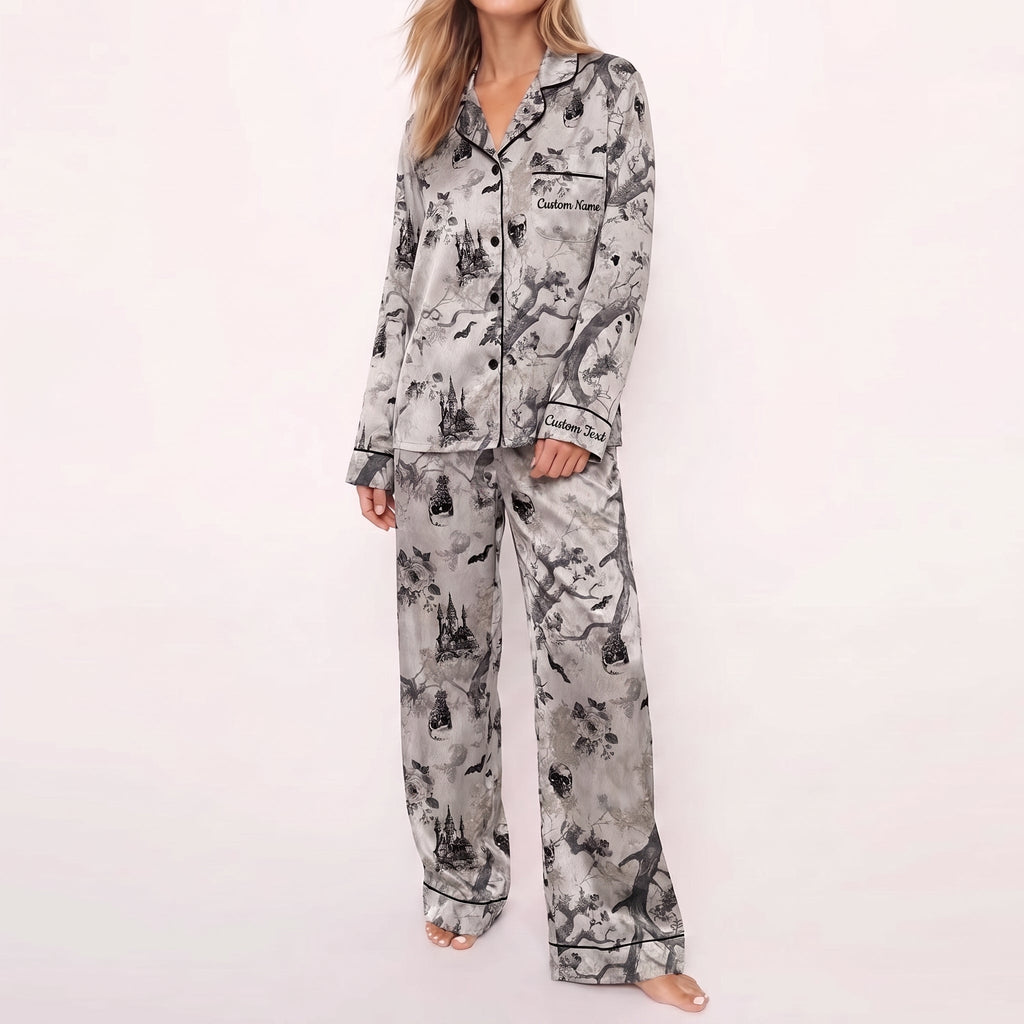 Gothic Toile Satin Pajamas Embroidery
