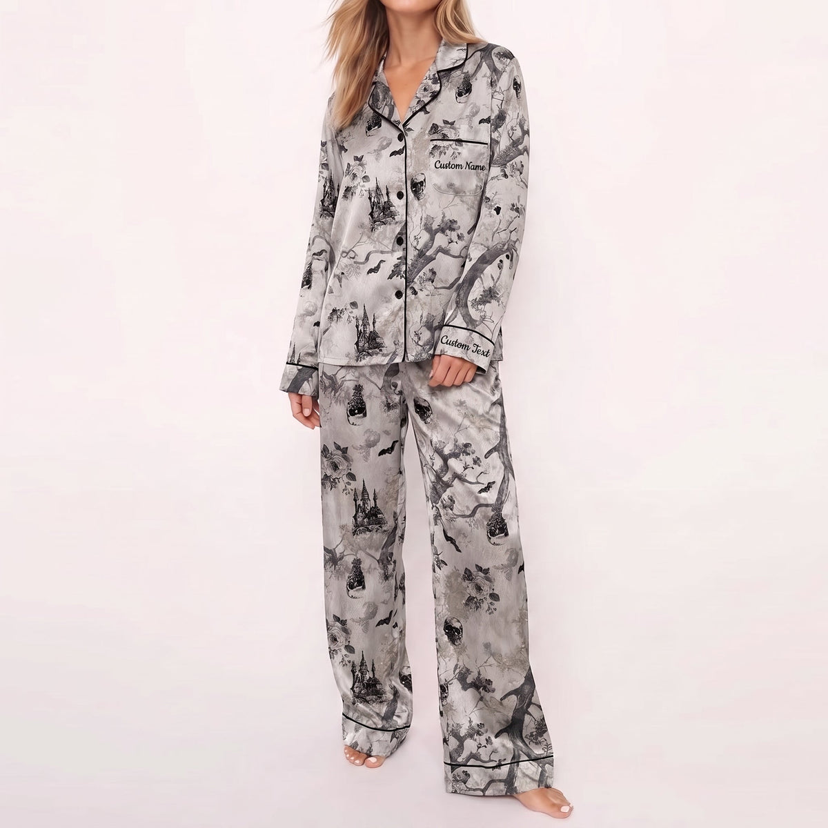 Gothic Toile Satin Pajamas Embroidery