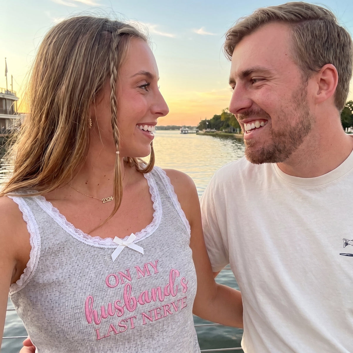 On My Husband's Last Nerve Lace Tank Top