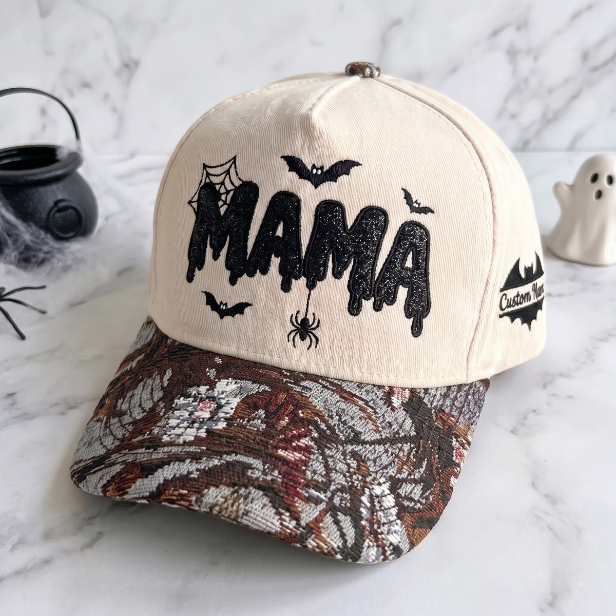 MAMA Gliter Pumpkin Tapestry Brim Hat