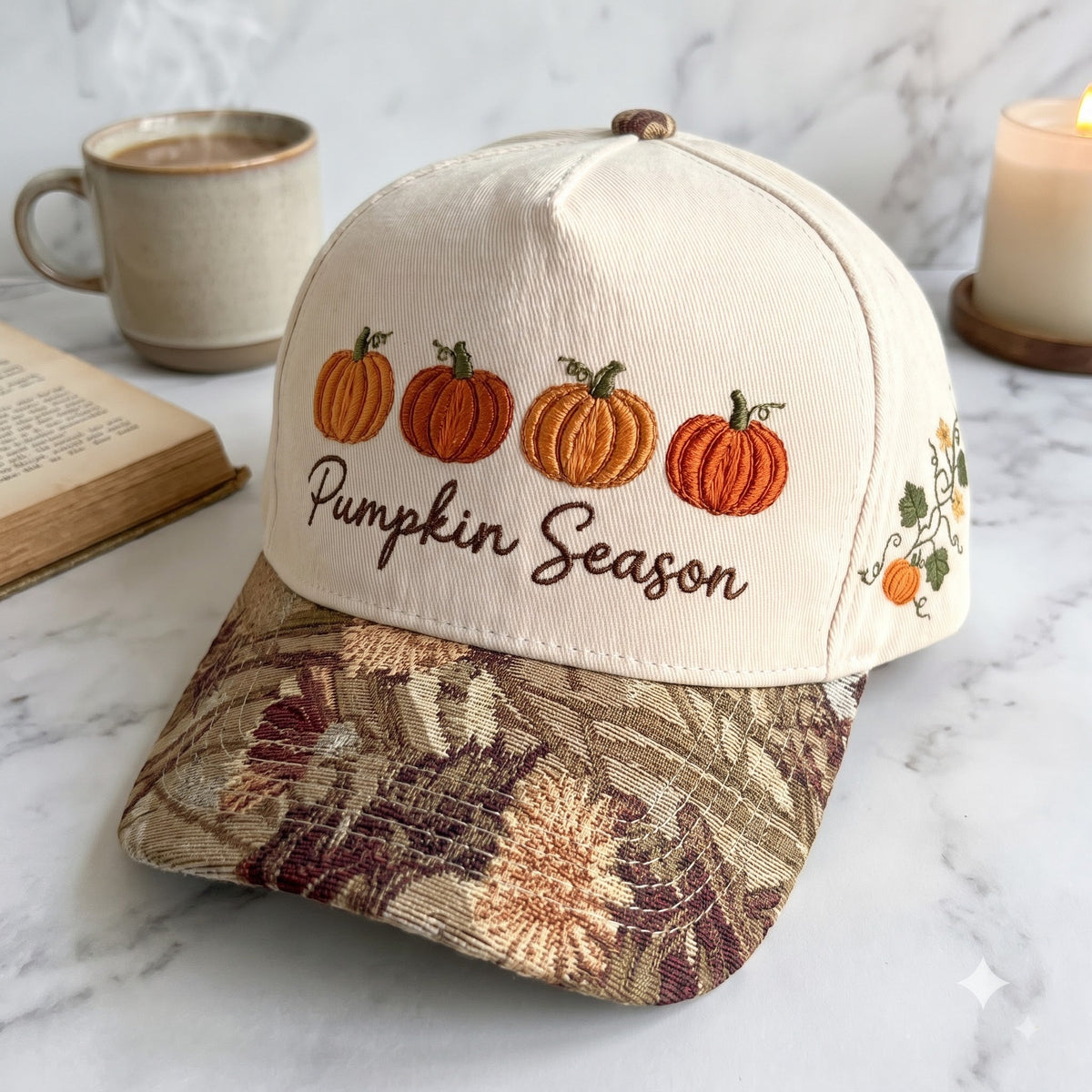 Pumpkin Season Tapestry Brim Hat