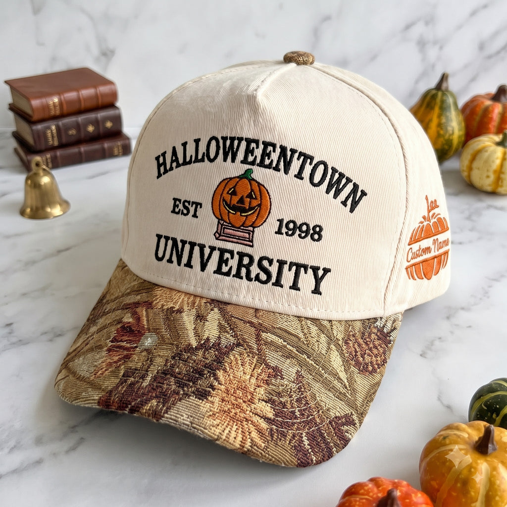 Halloween University Pumpkin Tapestry Brim Hat
