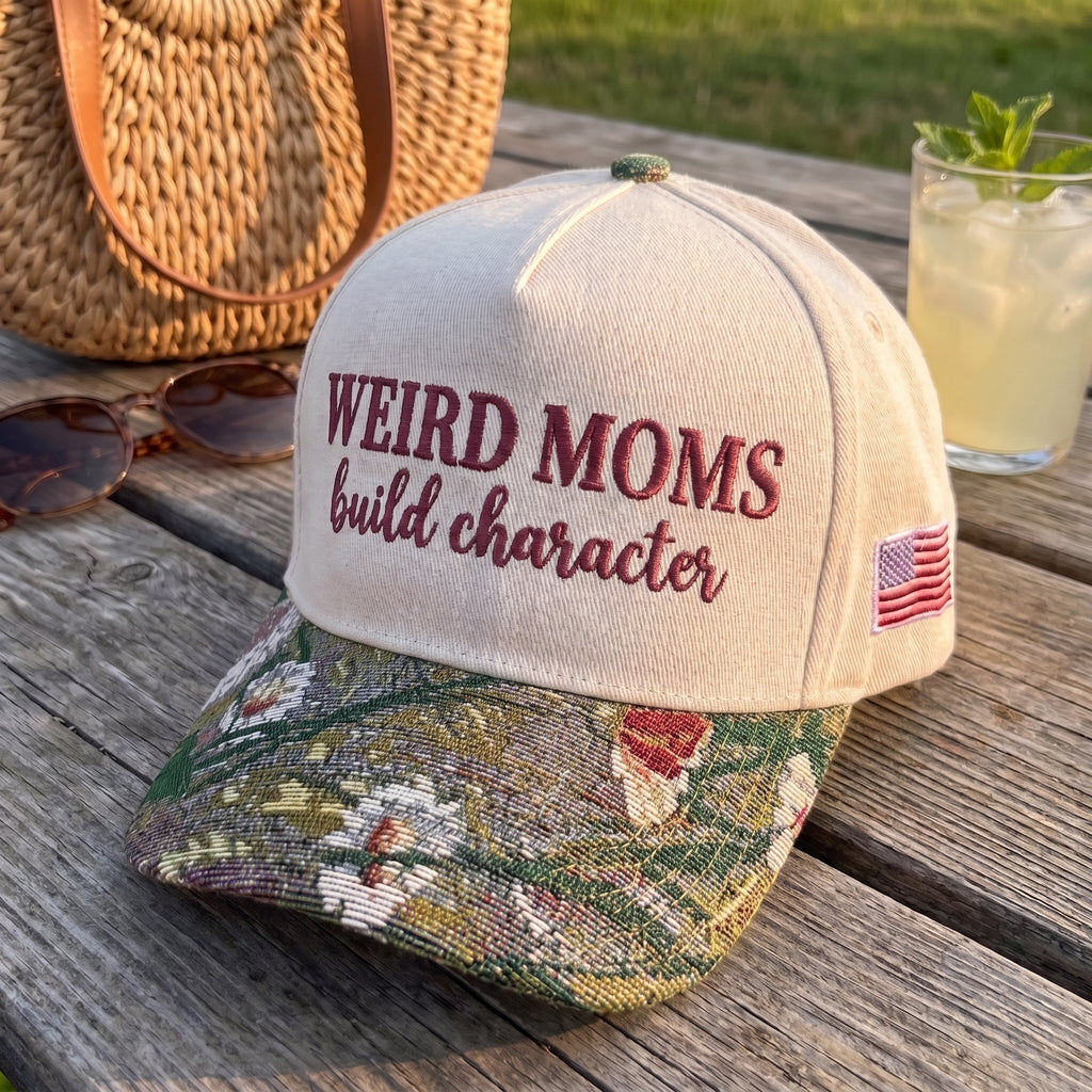 Weird Moms Build Character FLoral Hat