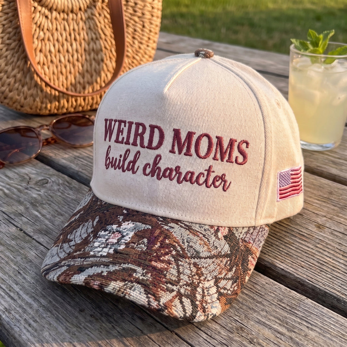 Weird Moms Build Character FLoral Hat