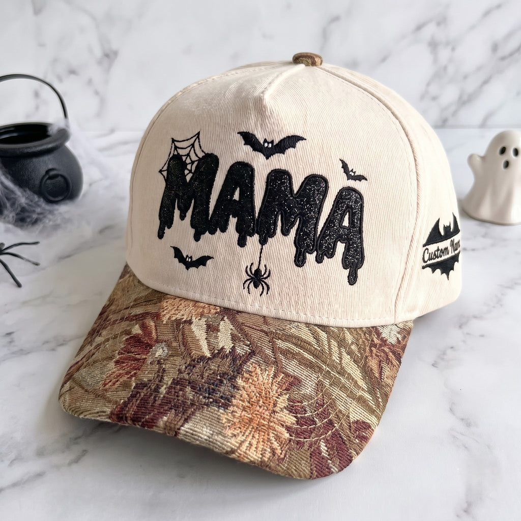 MAMA Gliter Pumpkin Tapestry Brim Hat