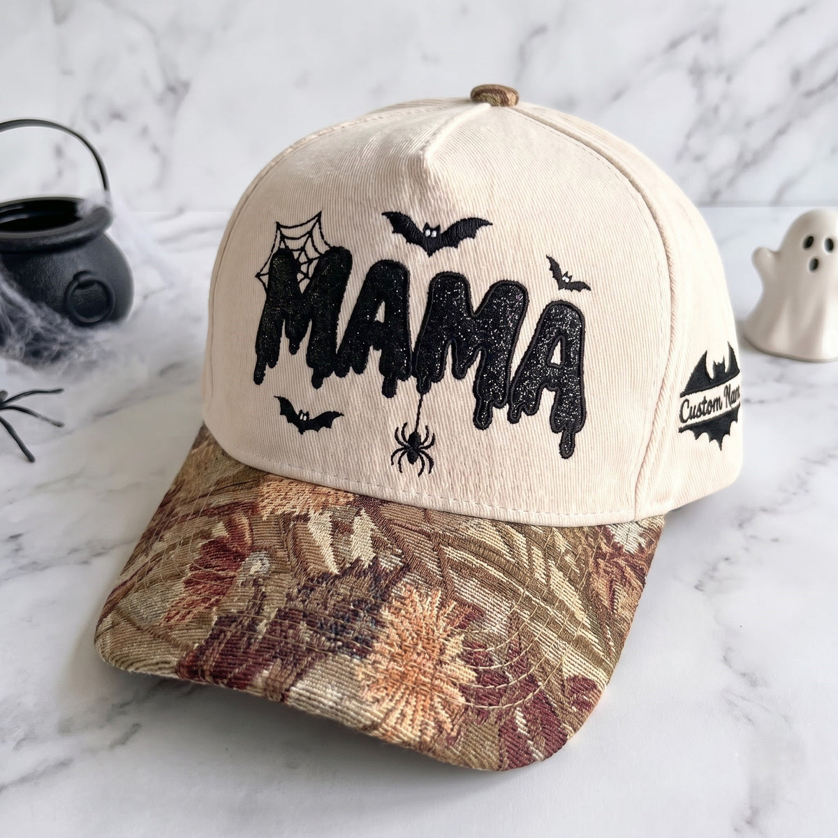 MAMA Gliter Pumpkin Tapestry Brim Hat