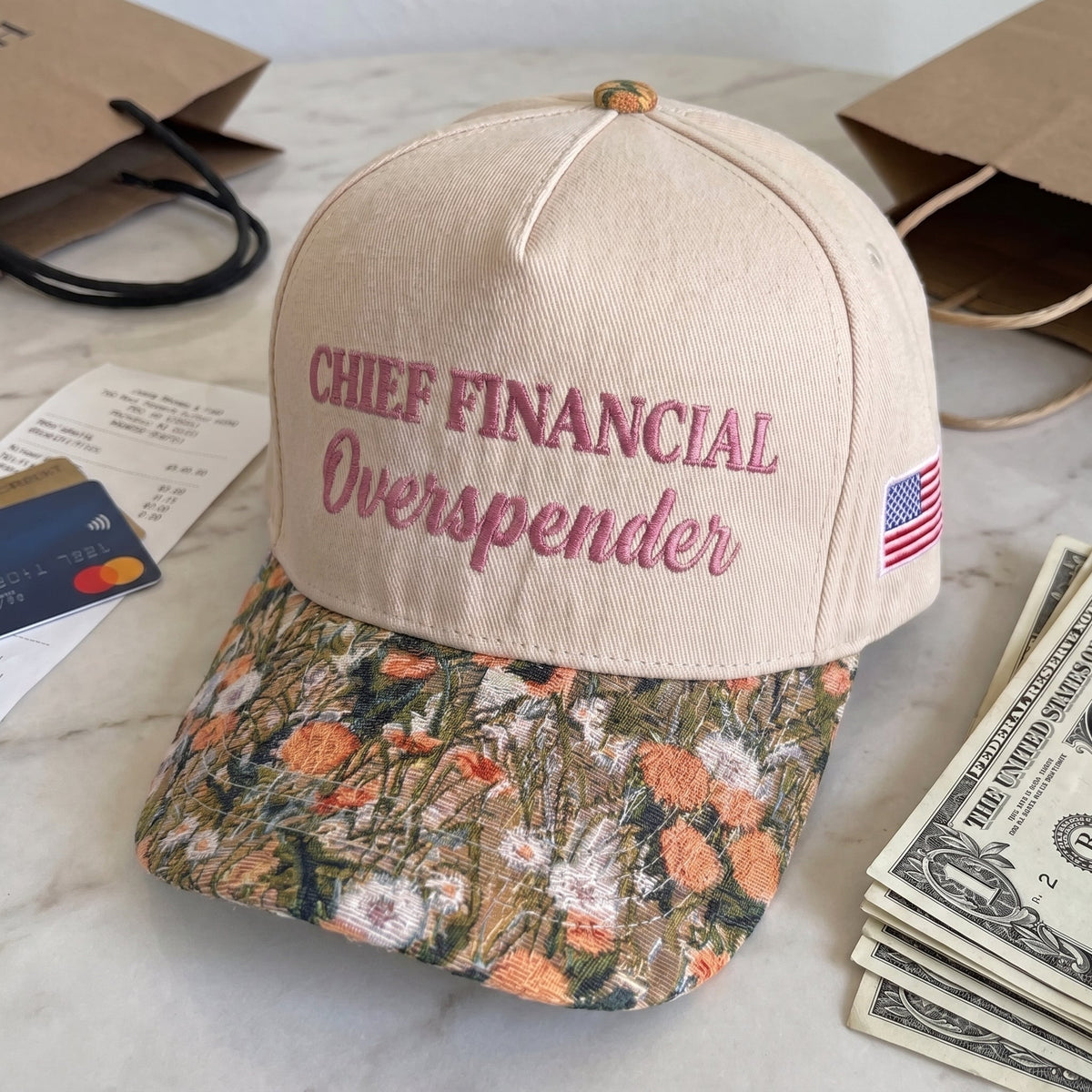 CHIEF FINANCIAL Overspender FLoral Hat