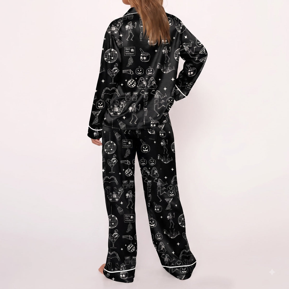Ghost Party Satin Pajamas Embroidery