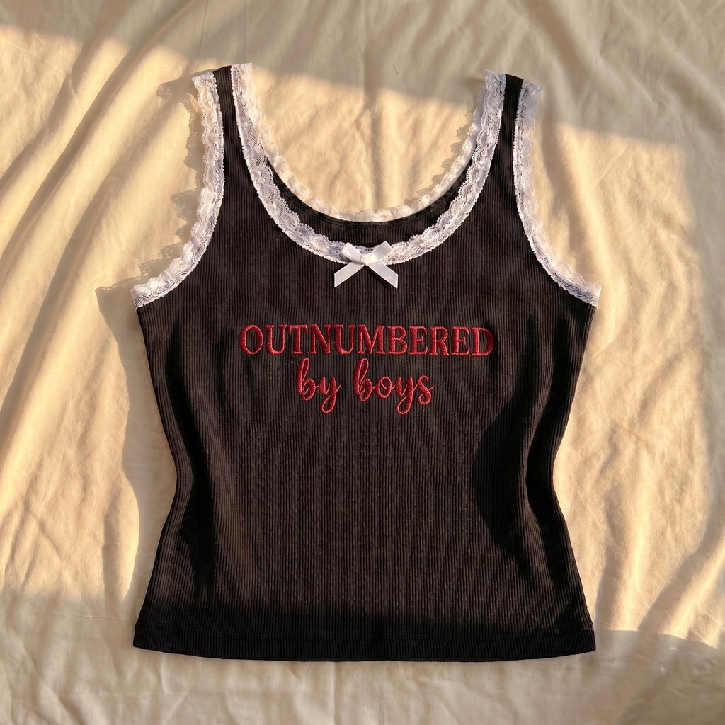 Outnumbered By Boys Lace Tank Top