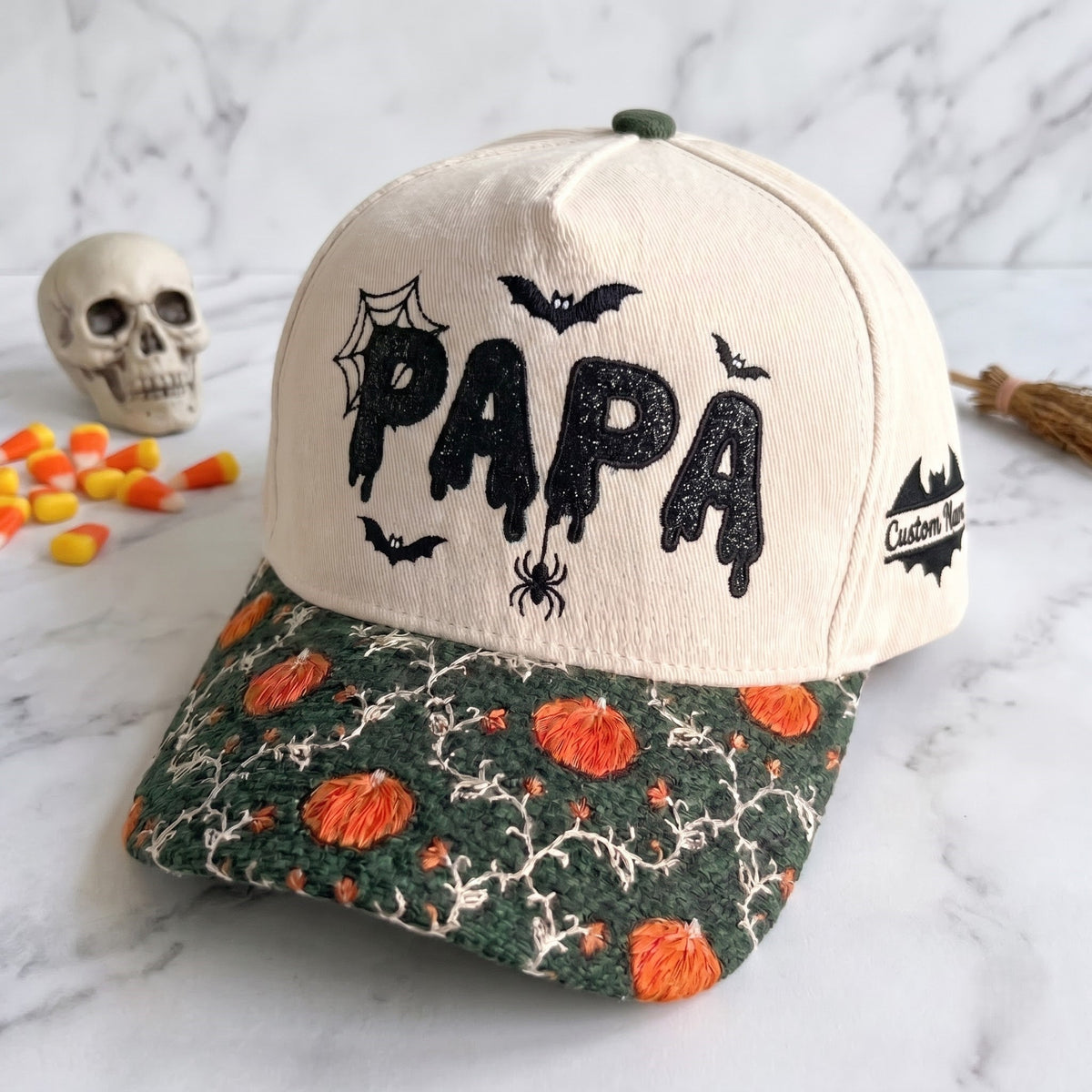 PAPA Gliter Pumpkin Tapestry Brim Hat