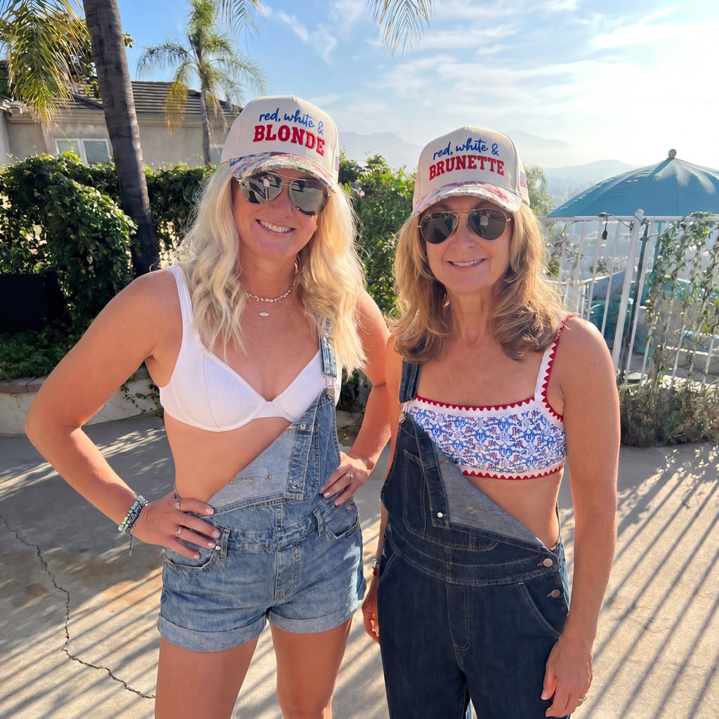 Red, White And Brunette FLoral Hat