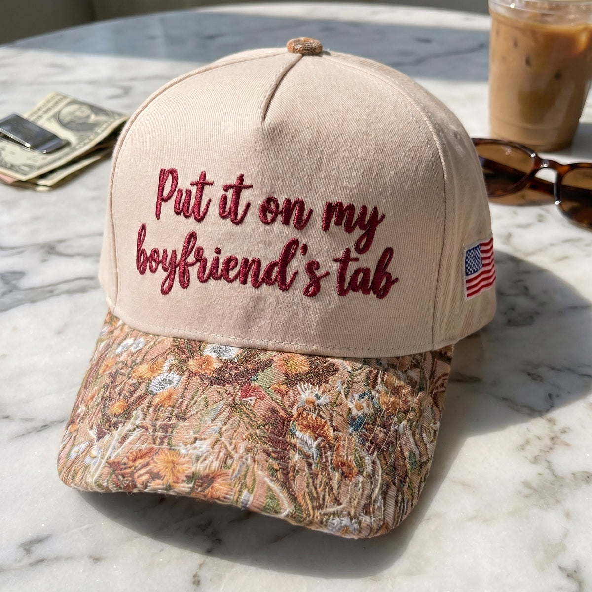 Put It On My Boyfriend's Tab FLoral Hat