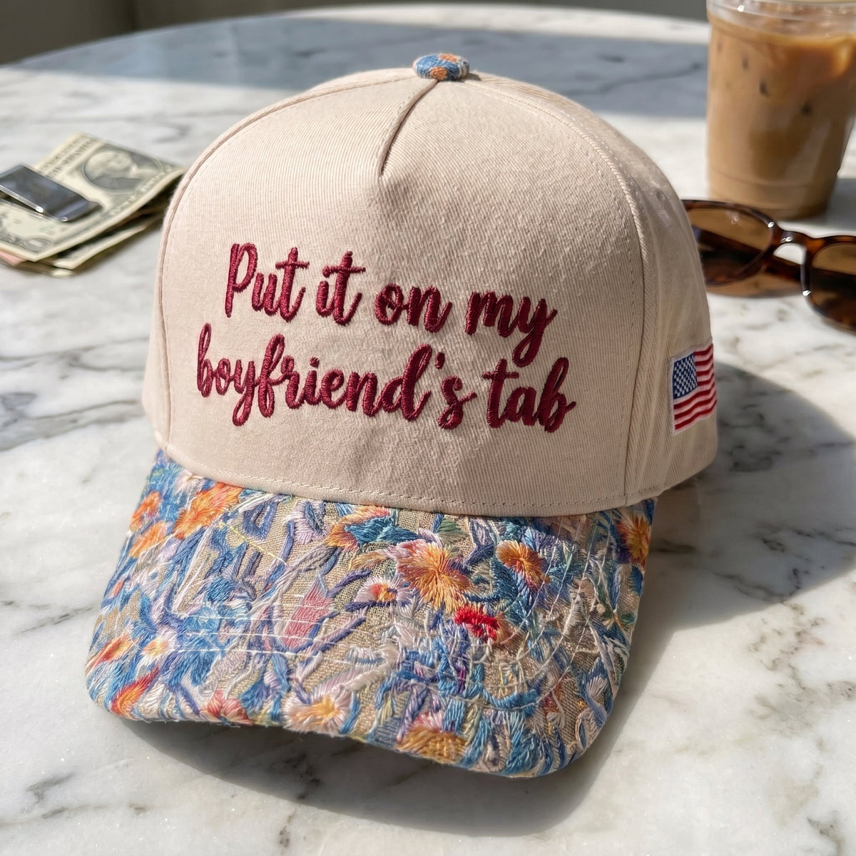 Put It On My Boyfriend's Tab FLoral Hat