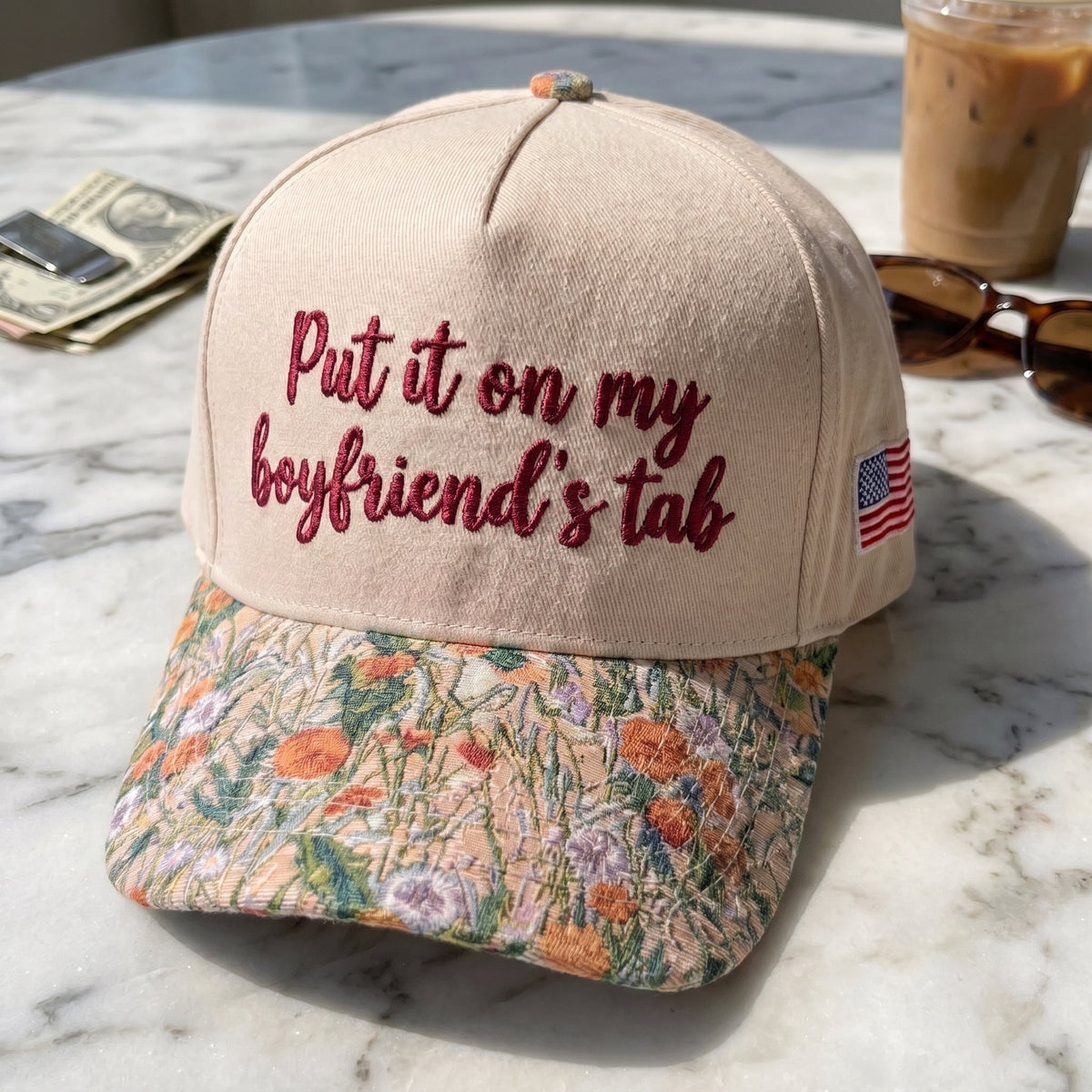 Put It On My Boyfriend's Tab FLoral Hat